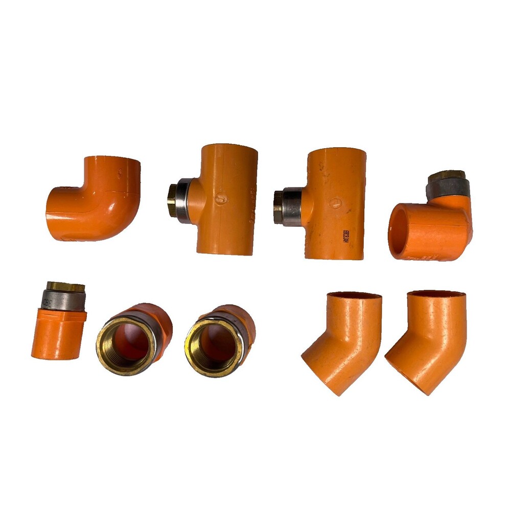 Spears CPVC Pipe Fittings Lot 9 Pc 1" 1/2" Elbows Tees Female Adapter Bundle